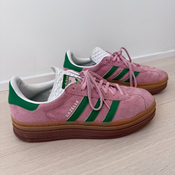 Adidas Gazelle Bold Pink & Green Sneakers - Picture 3 of 5
